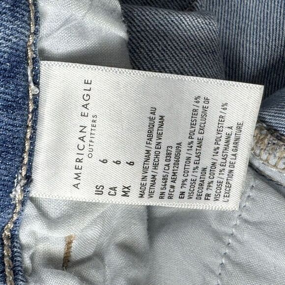 American Eagle Outfitters Curvy Mom Short Cotton Blend Blue women's size 6 - Picture 4 of 5